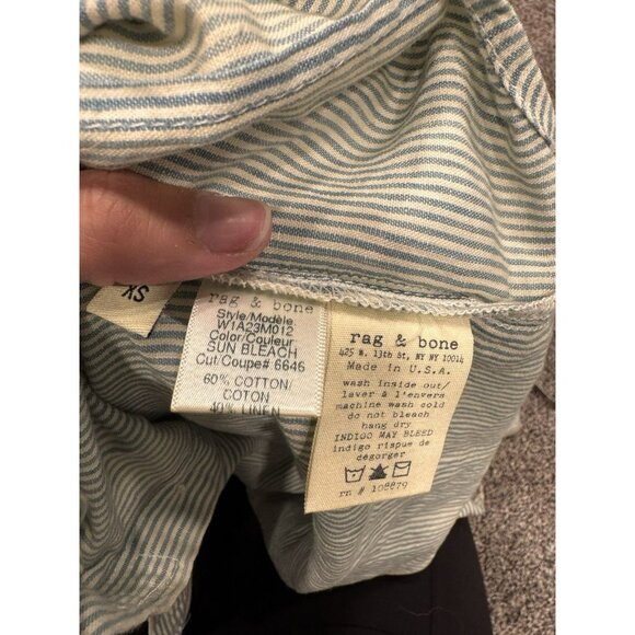 Rag And Bone Women’s Button Up Long Sleeve Shirt Striped Sun Bleach Size XS EUC - Picture 5 of 5